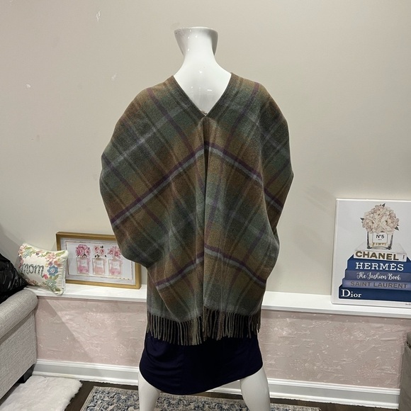 RALPH LAUREN Plaid Fringe-Trim Twill Poncho - Picture 3 of 14